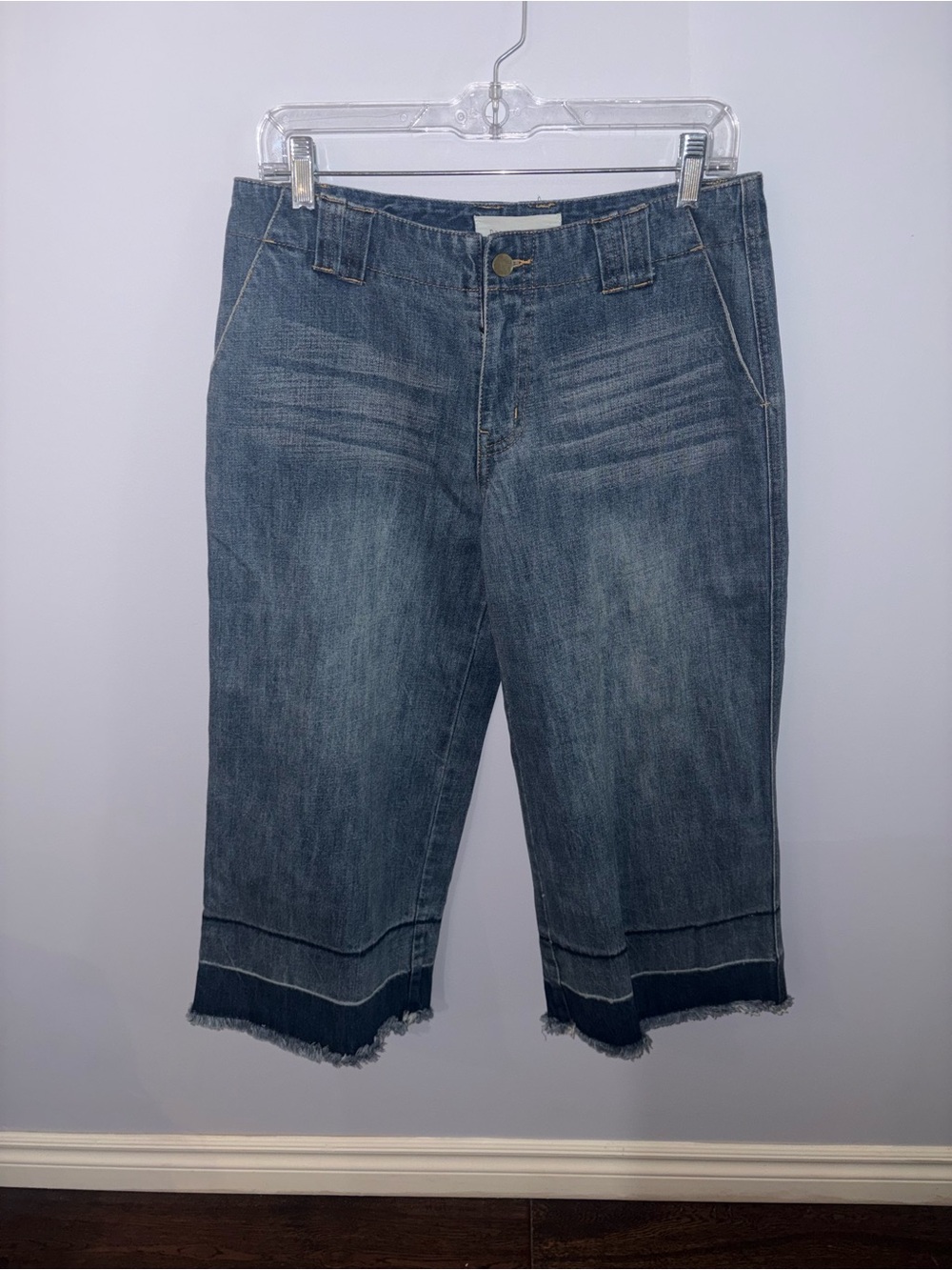 New Dance & Marvel Washed Blue Cropped Frayed Hem Jeans in size M